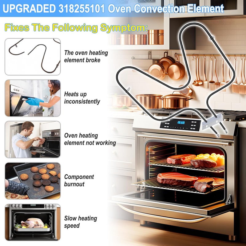 S-Union UPGRADED 318255101 Oven Heating Element Compatible with Frigidaire Tappan Kenmore Range Ovens Parts,318255101 Oven Bake Element Replacement 3016246 318255105 FFEW2425LSA FEB24S2ABA Heating Elements - Image 5